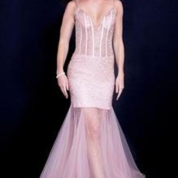 Jovani 59647 Spaghetti Strap Trumpet Formal Dress - Picture 1 of 2